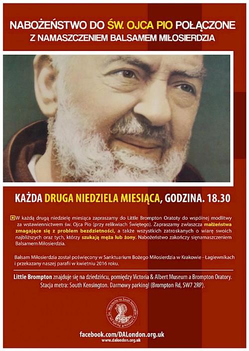 Nabożeństwo do&nbsp;św. Ojca Pio połączone z&nbsp;ucałowaniem jego relikwii.