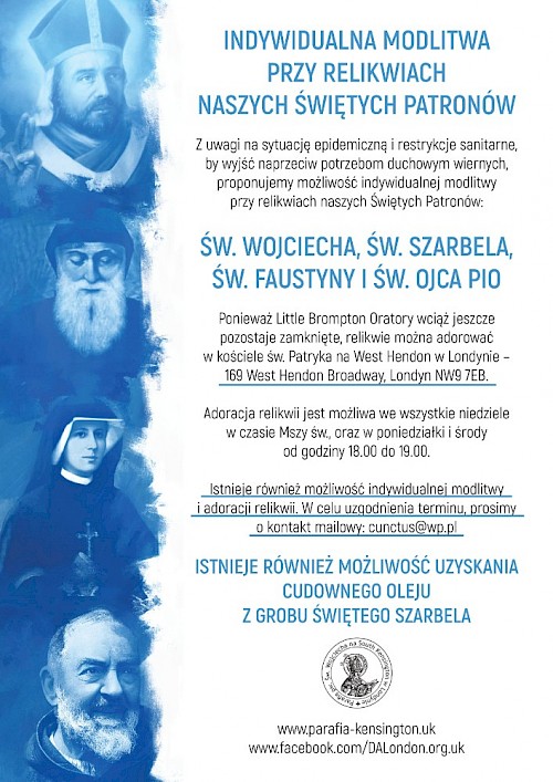 INDYWIDUALNA MODLITWA PRZY RELIKWIACH NASZYCH ŚWIĘTYCH PATRONÓW