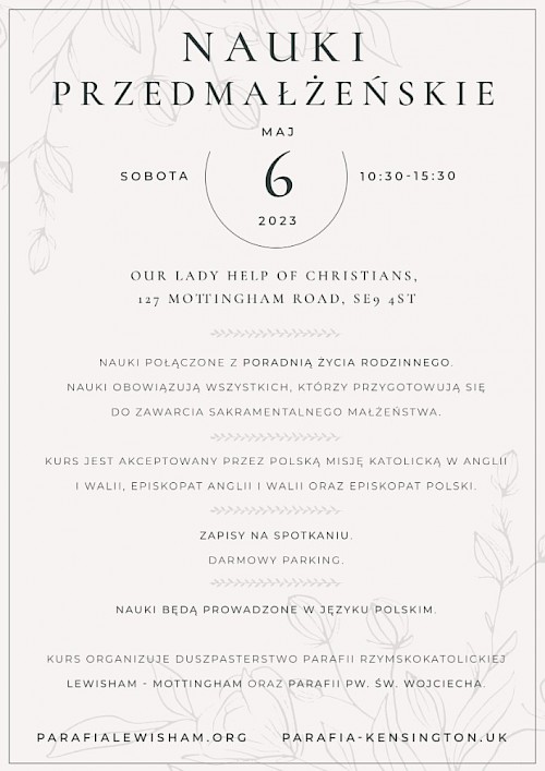 KURS PRZEDMAŁŻEŃSKI - 6 MAJA 2023