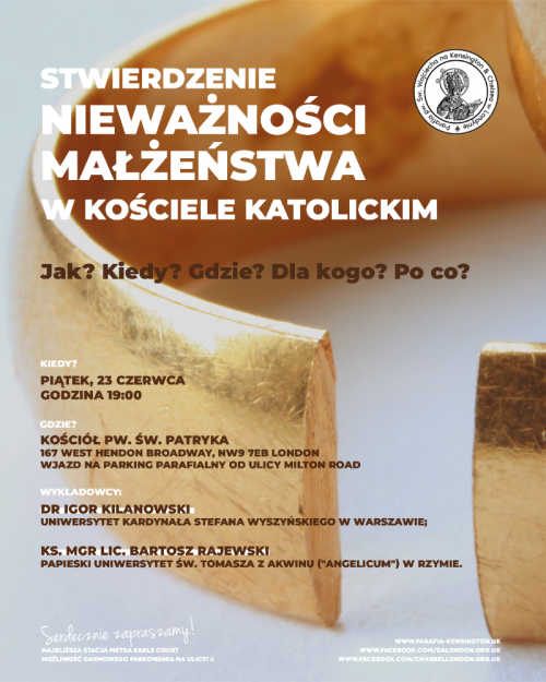 STWIERDZENIE NIEWAŻNOŚCI MAŁŻEŃSTWA W&nbsp;KOŚCIELE KATOLICKIM - KONFERENCJA